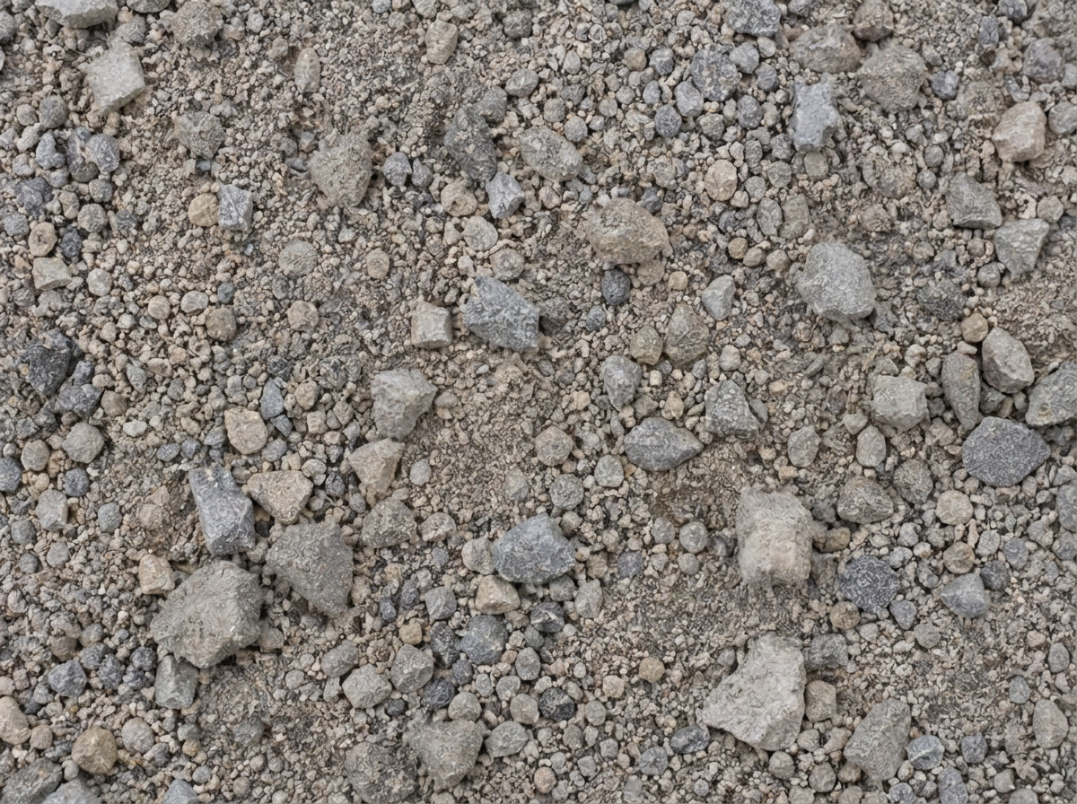 Structure fill. Well-graded grey and tan granular soil and crushed stone.