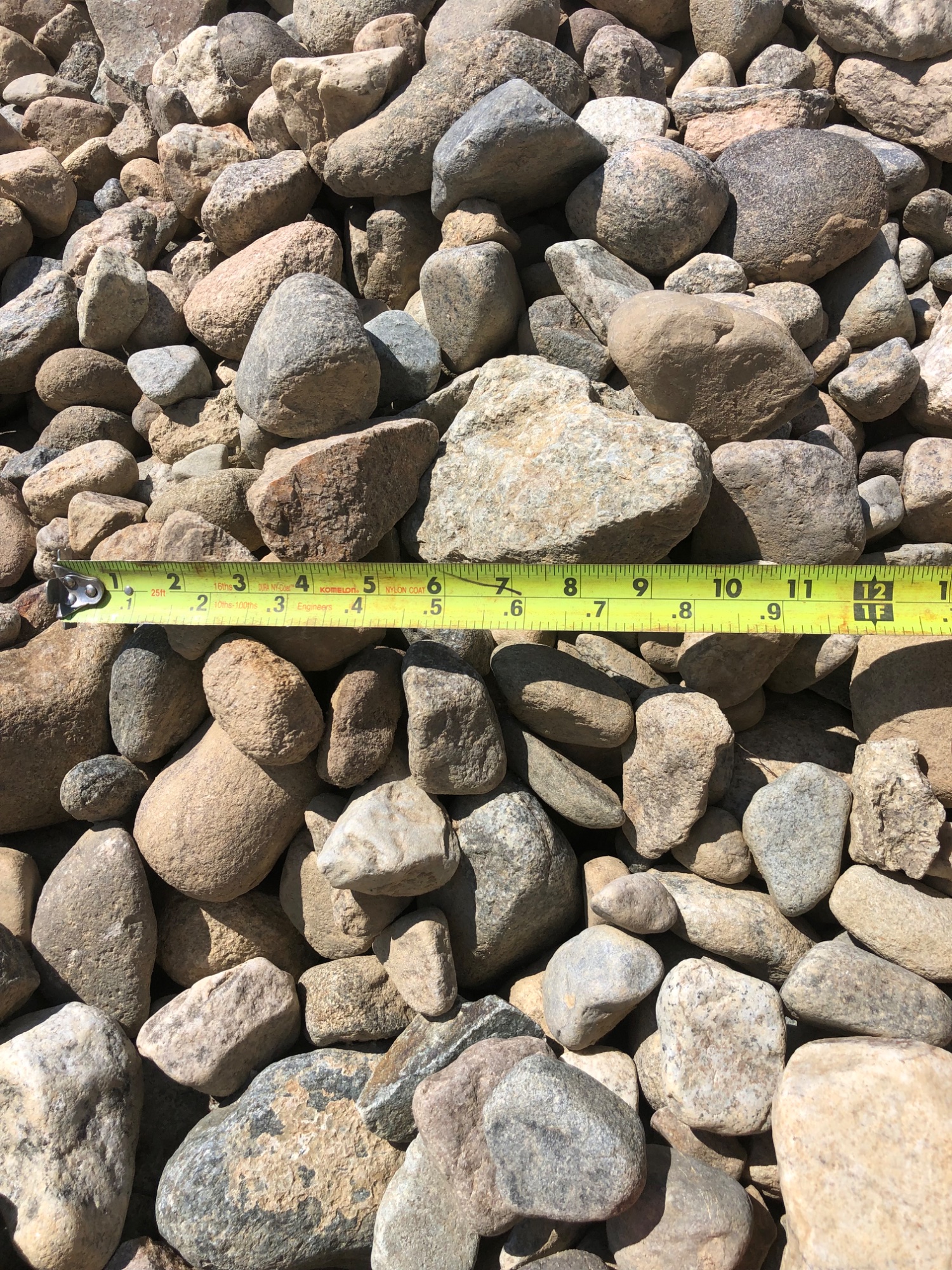 2-4 inch landscape rock with tape measure